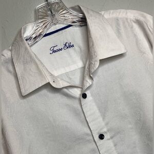 Tasso Elba Men's XL 17-17.5 Long Sleeve Button Up Cotton Poly Paisley  Shirt